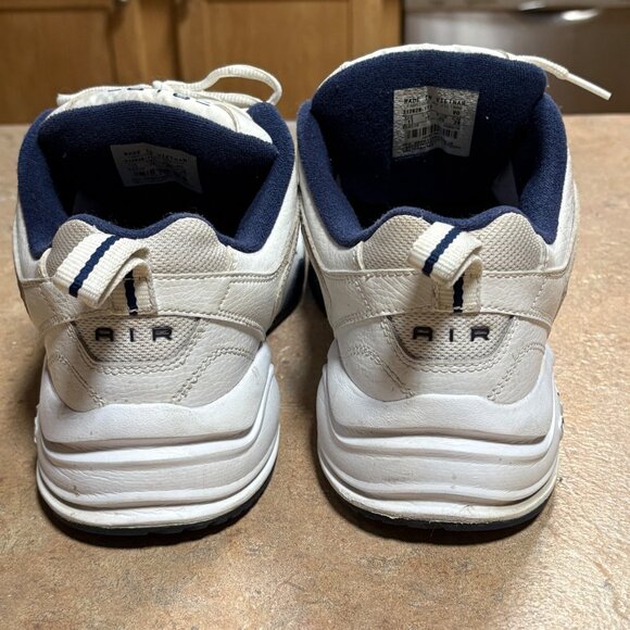 Nike Air Monarch IV Mens Training Shoes White/Navy Leather Foam Comfort Size 11 - Picture 7 of 10